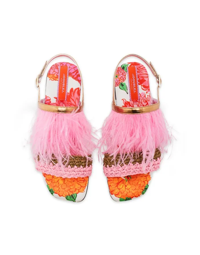 La Doublej Medal Sandal Gin White In Twill Women Shoes