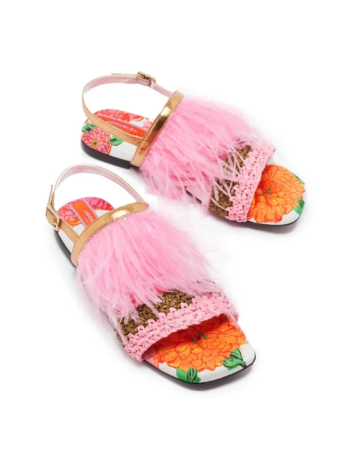La Doublej Medal Sandal Gin White In Twill Women Shoes