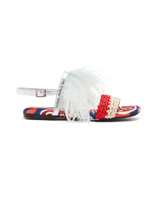 La Doublej Medal Sandal Moonflower Navy In Twill Women Shoes