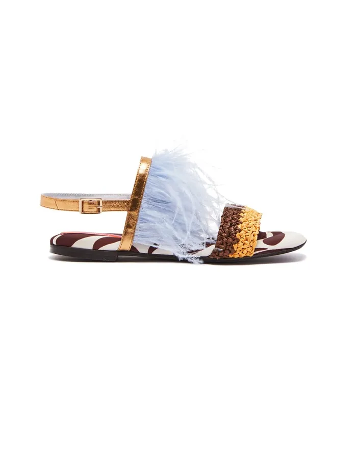 La Doublej Medal Sandal Watermarble In Twill Women Shoes