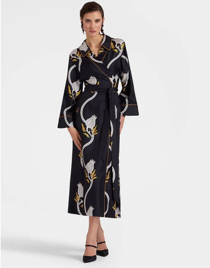 La Doublej Midnight Dress Melograno Black and White In Silk Twill Women Dresses La Doublej Midnight Dress Melograno Black and White In Silk Twill Women Dresses