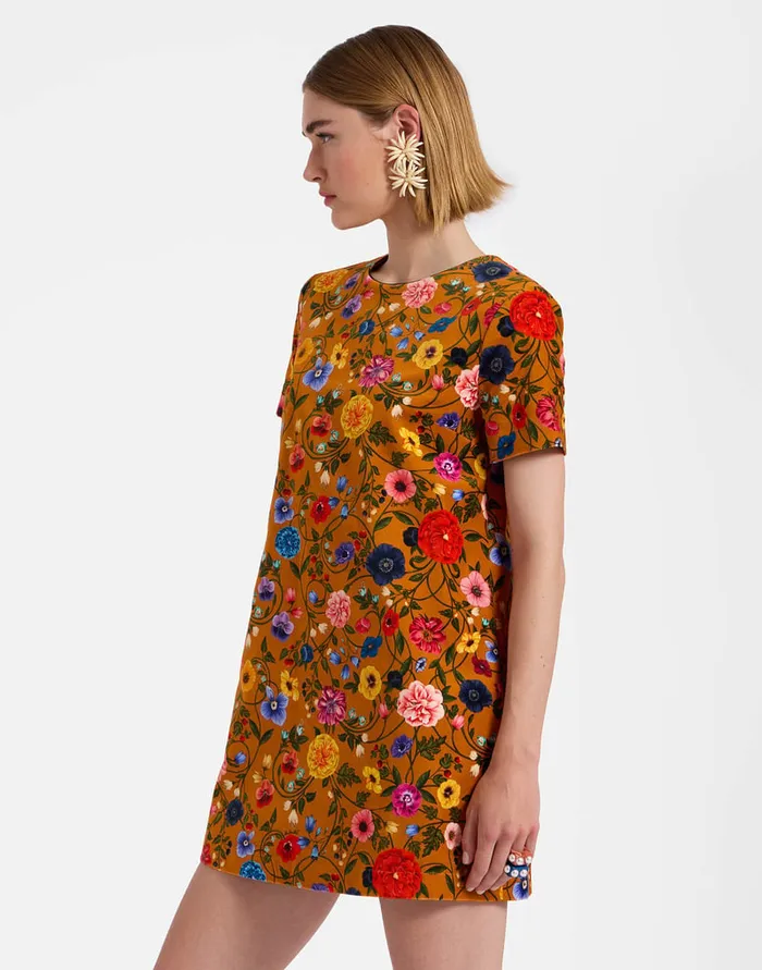 La Doublej Mini Swing Dress Botticelli Rust In Cotton Velvet Women Party Dressing La Doublej Mini Swing Dress Botticelli Rust In Cotton Velvet Women Party Dressing