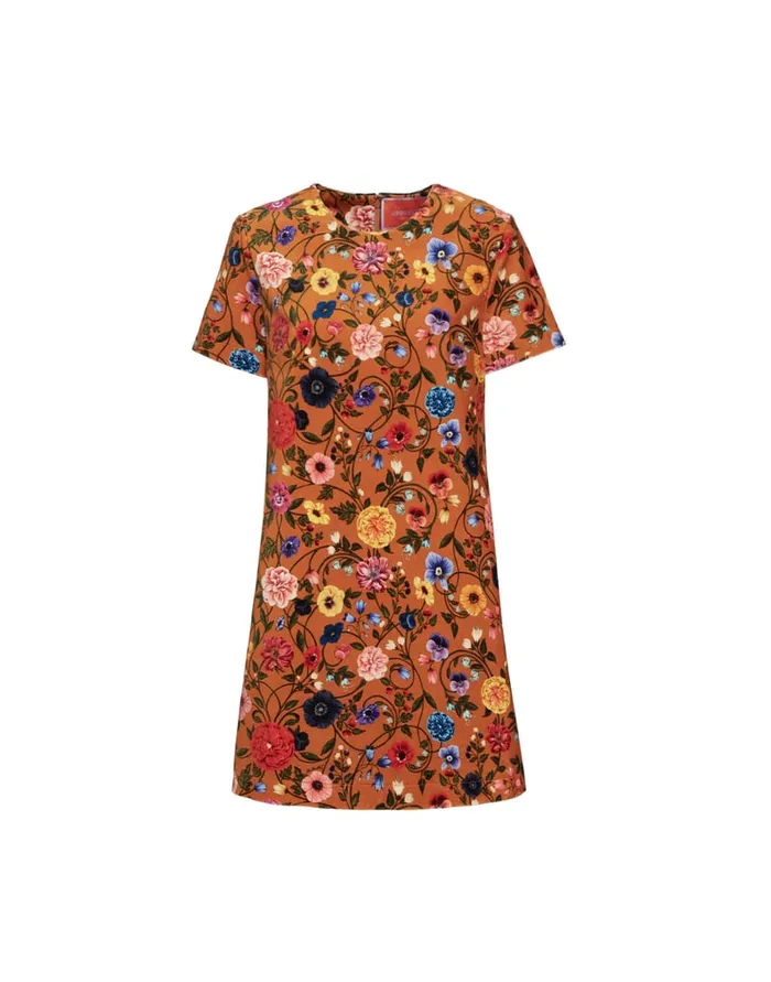 La Doublej Mini Swing Dress Botticelli Rust In Cotton Velvet Women Party Dressing