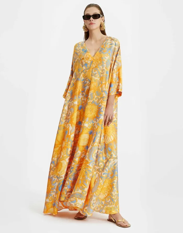 La Doublej Muumuu Dress Anemone Orange In Silk Twill Women Dresses