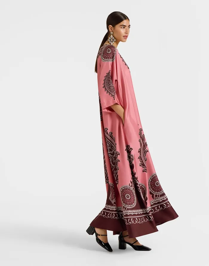 La Doublej Muumuu Dress Oltrarno Place Pink In Silk Twill Women Party Dressing La Doublej Muumuu Dress Oltrarno Place Pink In Silk Twill Women Party Dressing