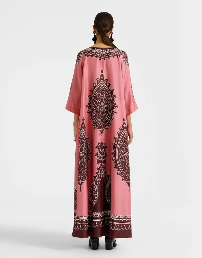 La Doublej Muumuu Dress Oltrarno Place Pink In Silk Twill Women Party Dressing