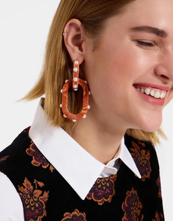 La Doublej Nefertiti Double Earrings Solid Pink In Acrylic Resin Women Jewelry