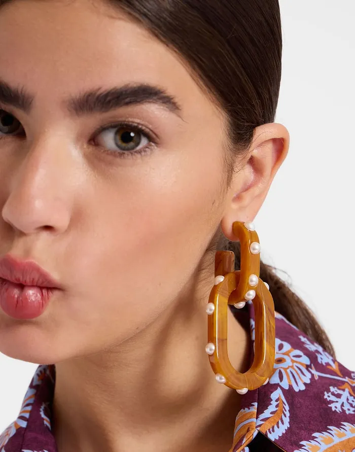 La Doublej Nefertiti Double Earrings Solid Rust In Acrylic Resin Women Jewelry