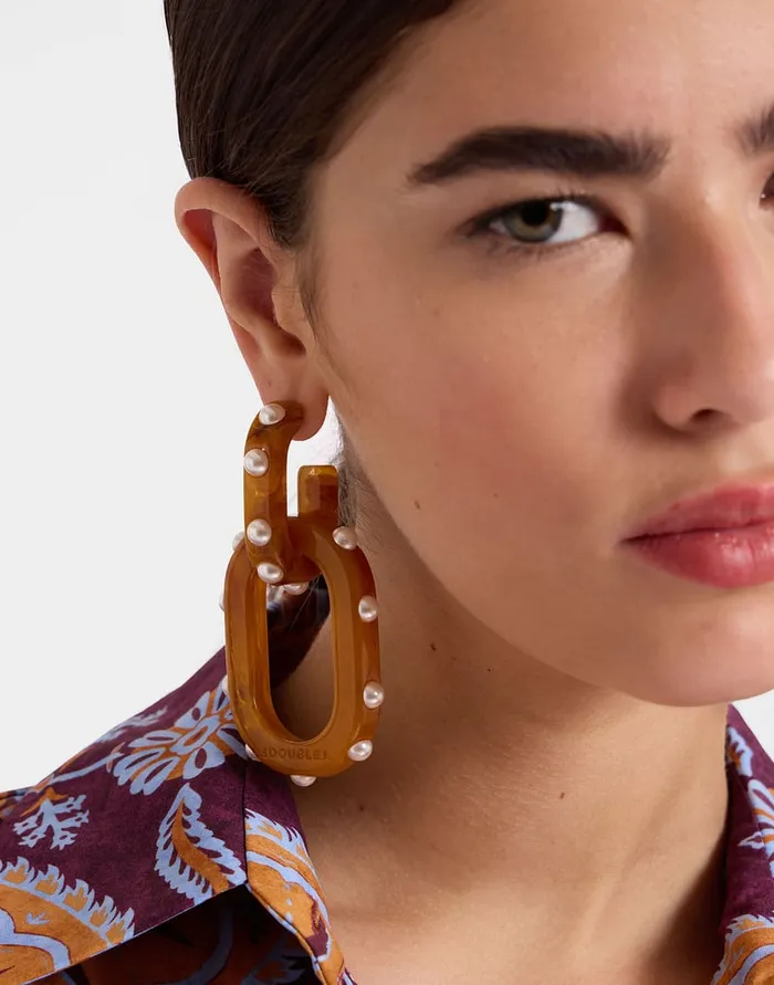 La Doublej Nefertiti Double Earrings Solid Rust In Acrylic Resin Women Jewelry