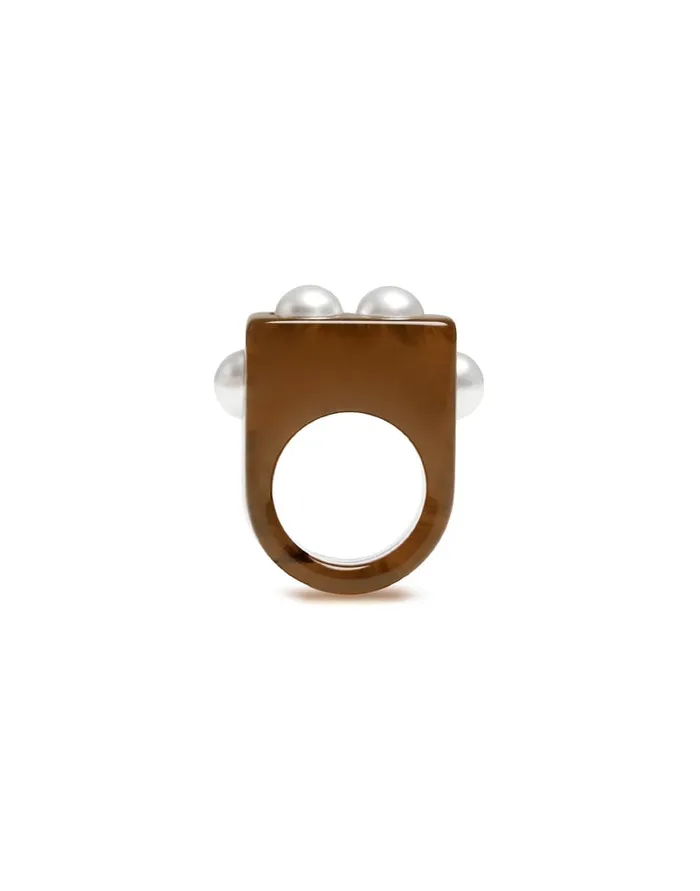 La Doublej Nefertiti Ring Solid Tortoiseshell In Acrylic Resin Women Jewelry