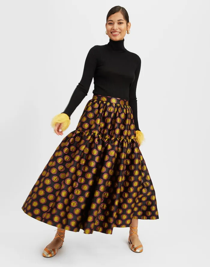 La Doublej Oscar Skirt Winter Sun Black In Jacquard Women Skirts