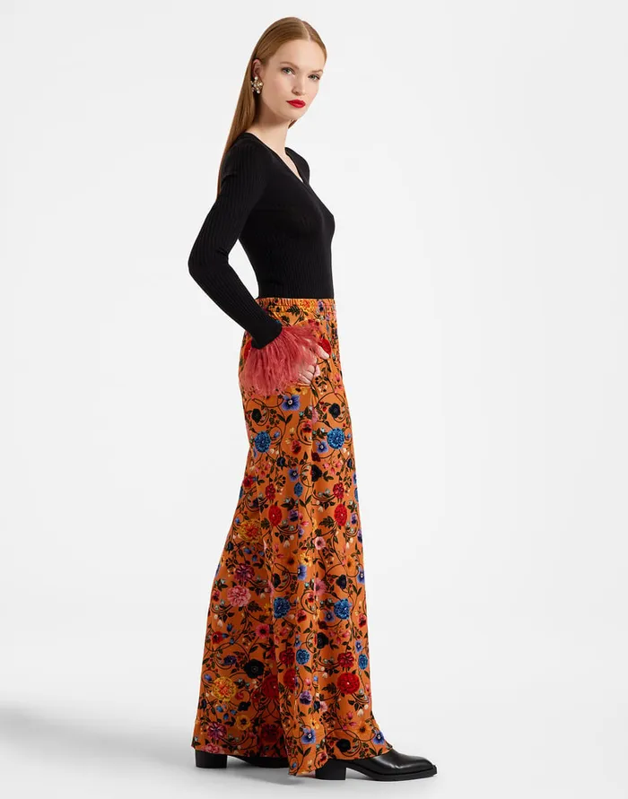 La Doublej Palazzo Pants Botticelli Rust In Velvet Stretch Women Shorts and Pants La Doublej Palazzo Pants Botticelli Rust In Velvet Stretch Women Shorts and Pants