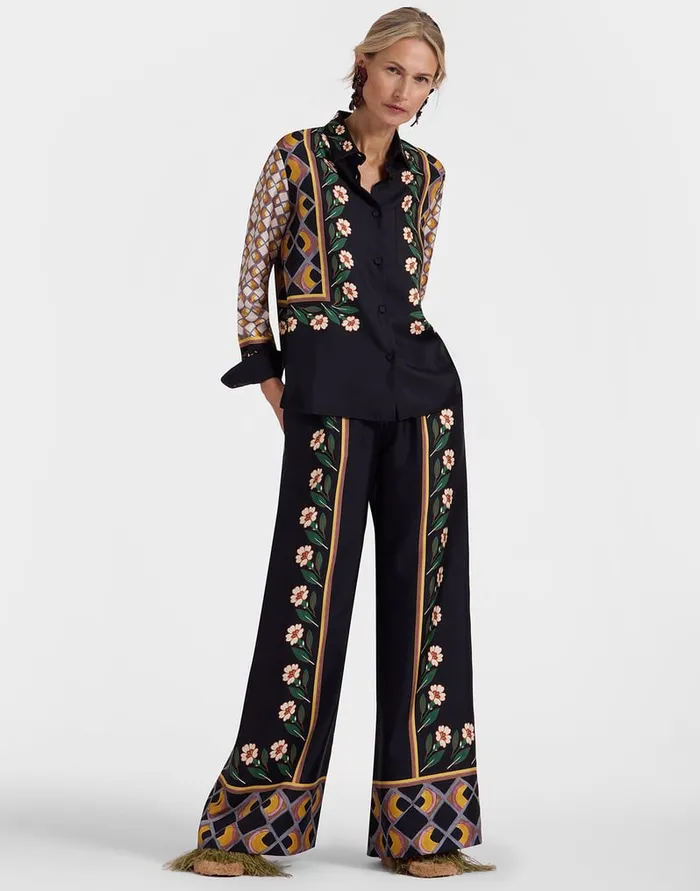 La Doublej Palazzo Pants Dazed Place Black In Silk Twill Women Shorts and Pants La Doublej Palazzo Pants Dazed Place Black In Silk Twill Women Shorts and Pants