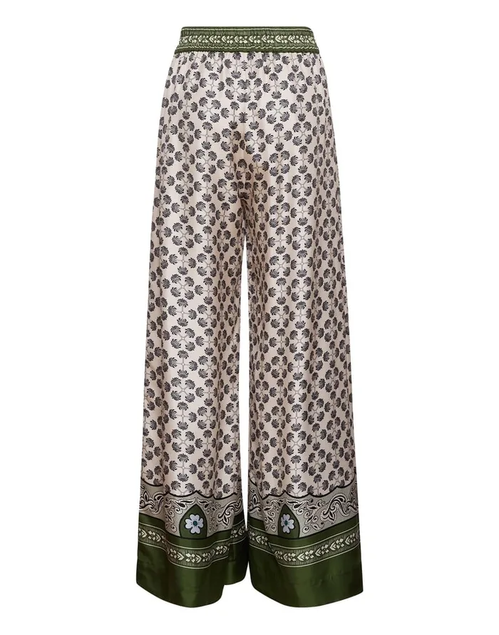 La Doublej Palazzo Pants Mirage Place Green In Silk Twill Women Shorts and Pants