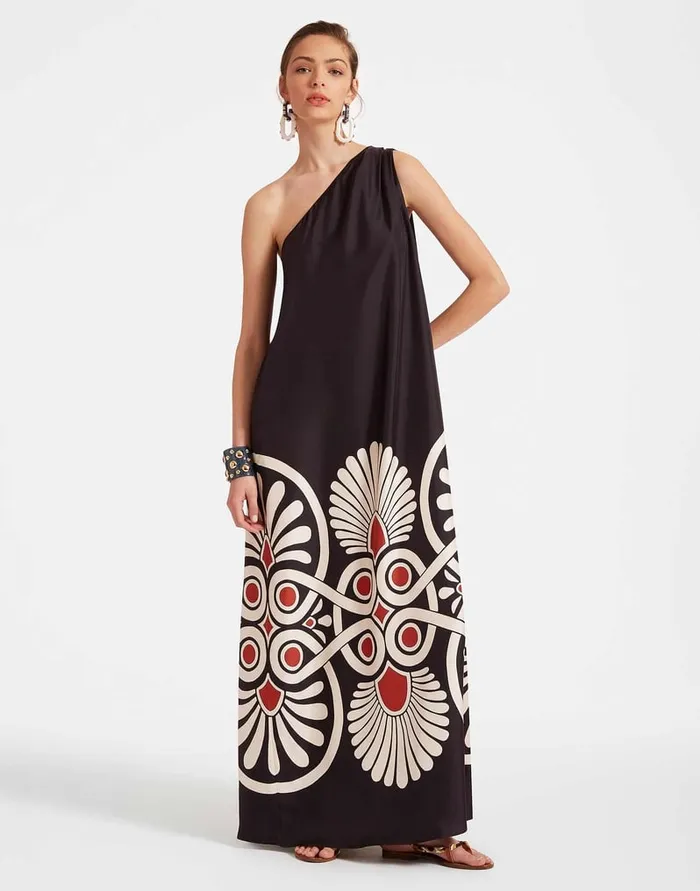 La Doublej Roy Dress Medallion Place Black In Silk Twill Women Party Dressing La Doublej Roy Dress Medallion Place Black In Silk Twill Women Party Dressing