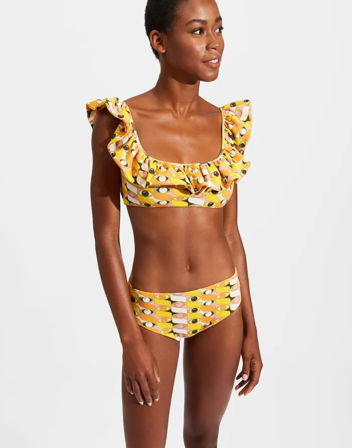 La Doublej Ruffle Bikini Top Third Eye In Lycra Women Swimwear