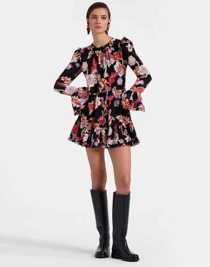 La Doublej Short Visconti Dress Lark Black In Crepe De Chine Silk Women Dresses La Doublej Short Visconti Dress Lark Black In Crepe De Chine Silk Women Dresses