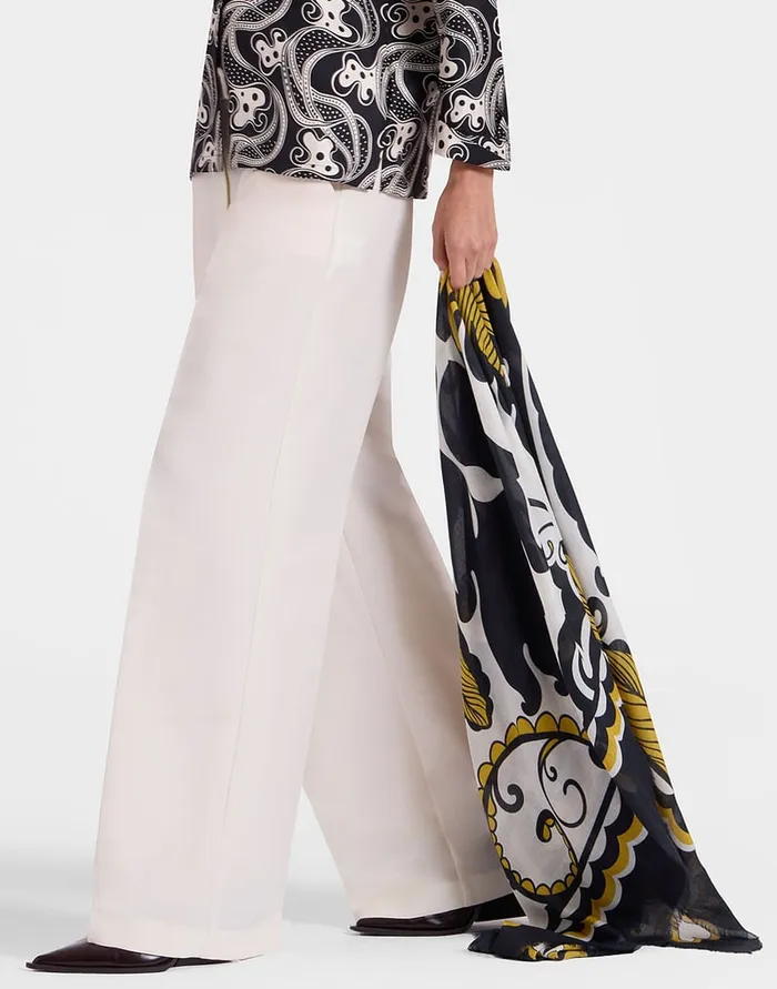 La Doublej Square Scarf Marea Black and White In Modal Silk Women Foulards and Scarves La Doublej Square Scarf Marea Black and White In Modal Silk Women Foulards and Scarves