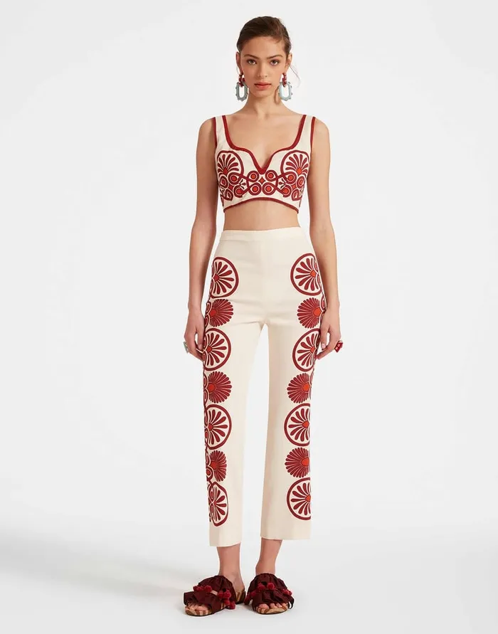 La Doublej Stretch Pants Medallion Place Cream In Envers Satin Women Shorts and Pants La Doublej Stretch Pants Medallion Place Cream In Envers Satin Women Shorts and Pants
