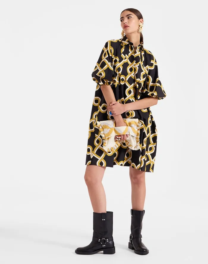 La Doublej Sunburst Dress Tackle Black In Summer Poplin Women Dresses