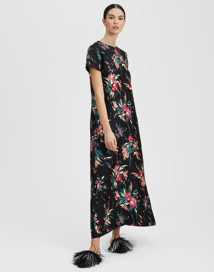 La Doublej Swing Dress Breezy Black In Silk Twill Women Dresses