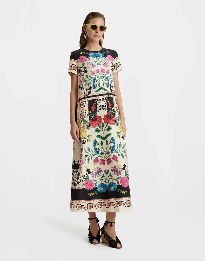 La Doublej Swing Dress Plaza Place Ivory In Silk Twill Women Dresses