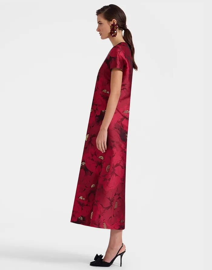 La Doublej Swing Dress Ruby Red In Jacquard Women Dresses