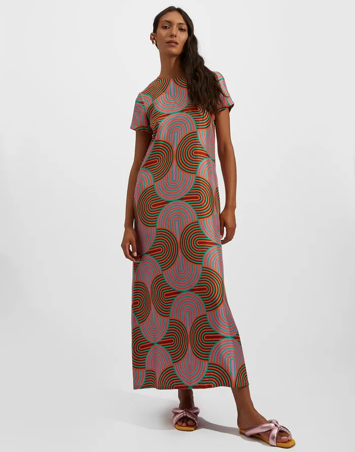 La Doublej Swing Dress Slinky Rosso In Silk Twill Women Dresses