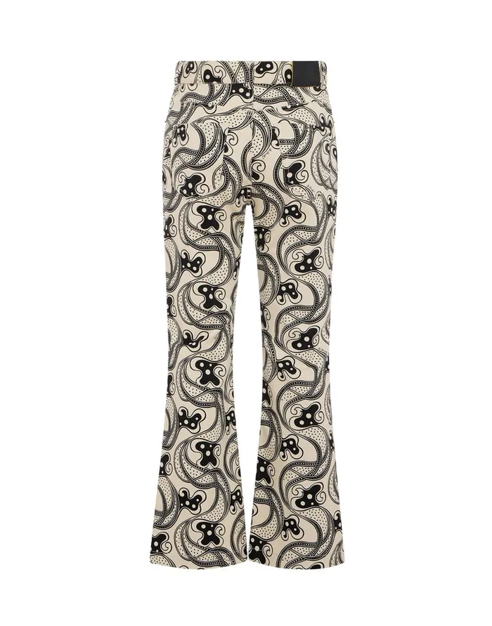 La Doublej The Cropped Flare Jean Aperol Black and White In Cotton Drill Women Denim