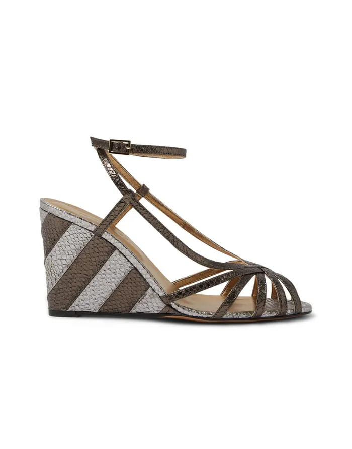 La Doublej The Weekend Wedge Anthracite In Faux Python Women Shoes