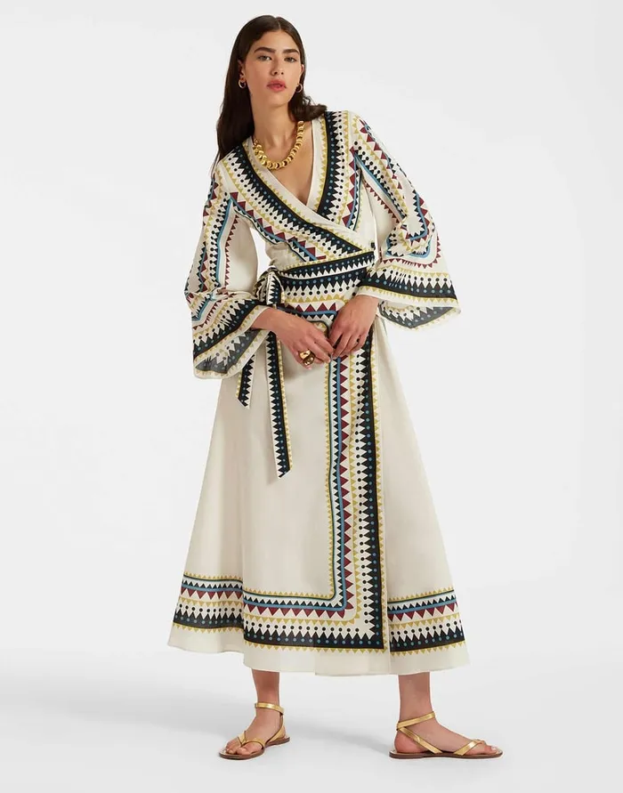 La Doublej The Wrap Dress Doric Place Cream In Cotton Voile Women Dresses