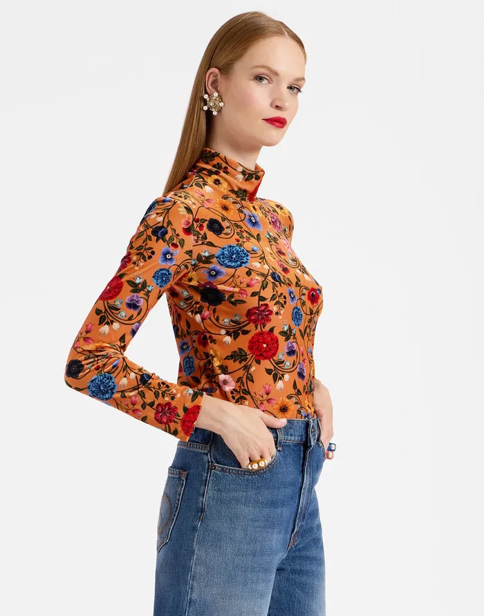 La Doublej Turtleneck Botticelli Rust In Velvet Stretch Women Shirts and Tops La Doublej Turtleneck Botticelli Rust In Velvet Stretch Women Shirts and Tops