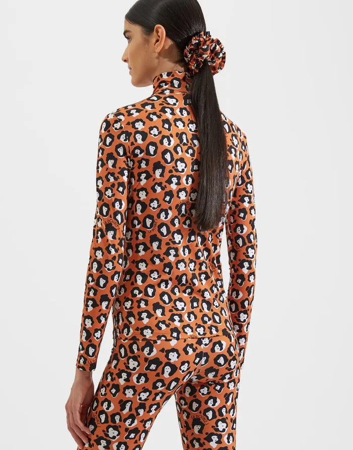 La Doublej Turtleneck Lady Leopard In Skinny Jersey Women Loungewear