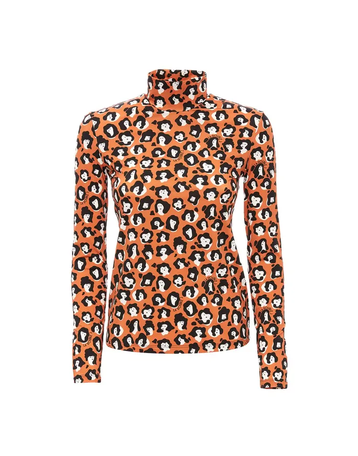La Doublej Turtleneck Lady Leopard In Skinny Jersey Women Loungewear