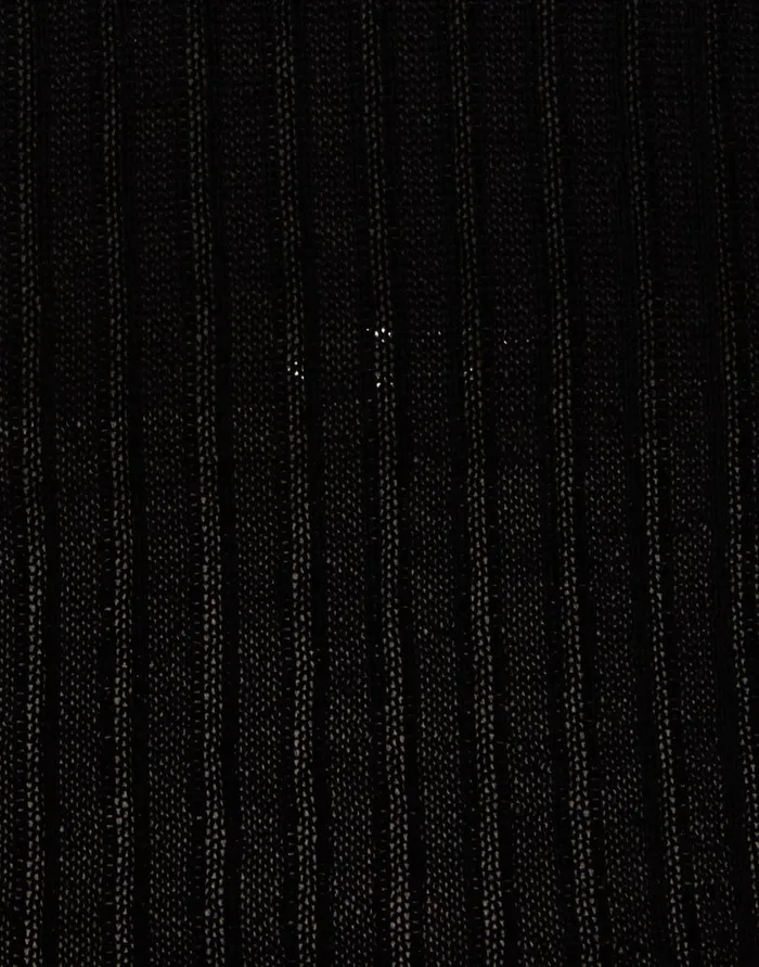 La Doublej VNeck High Kick Top Solid Black In Ribbed Silk Cashmere With Feathers Women Knitwear