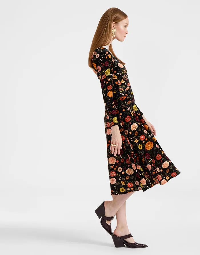 La Doublej Vaudeville Dress Botticelli Black In Velvet Stretch Women Dresses