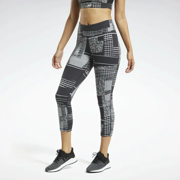 Leggings and Tights Womens Reebok Lux 34 Length 2 Leggings Black Cold Grey 2