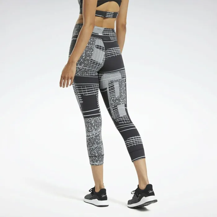 Leggings and Tights Womens Reebok Lux 34 Length 2 Leggings Black Cold Grey 2