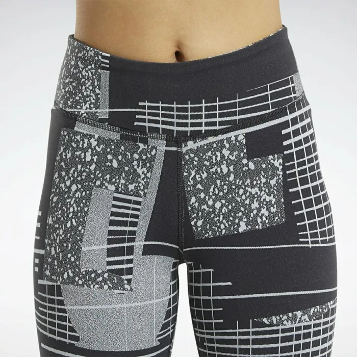 Leggings and Tights Womens Reebok Lux 34 Length 2 Leggings Black Cold Grey 2