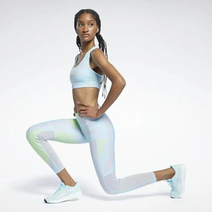 Leggings and Tights Womens Reebok Run Essentials Allover Print Leggings Digital Glow