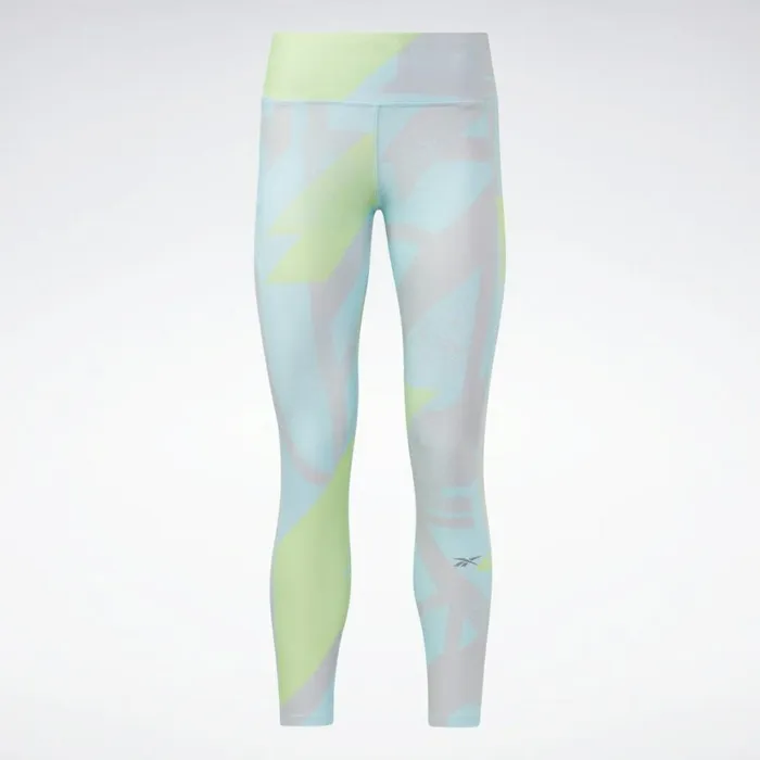 Leggings and Tights Womens Reebok Run Essentials Allover Print Leggings Digital Glow
