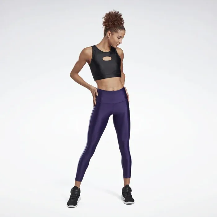 Leggings and Tights Womens Reebok Shiny HighRise Leggings Dark Orchid