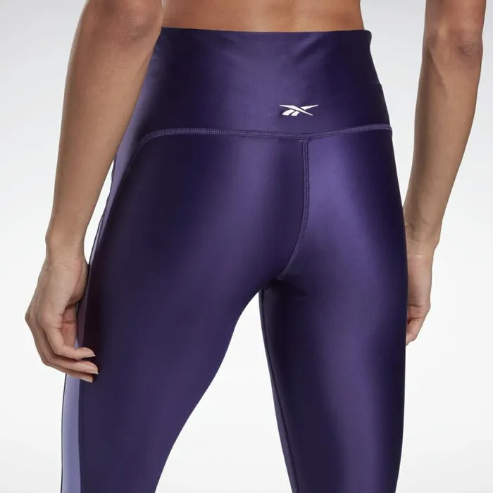 Leggings and Tights Womens Reebok Shiny HighRise Leggings Dark Orchid