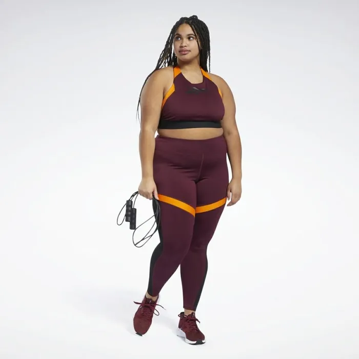 Leggings and Tights Womens Reebok Workout Ready Mesh Leggings Maroon