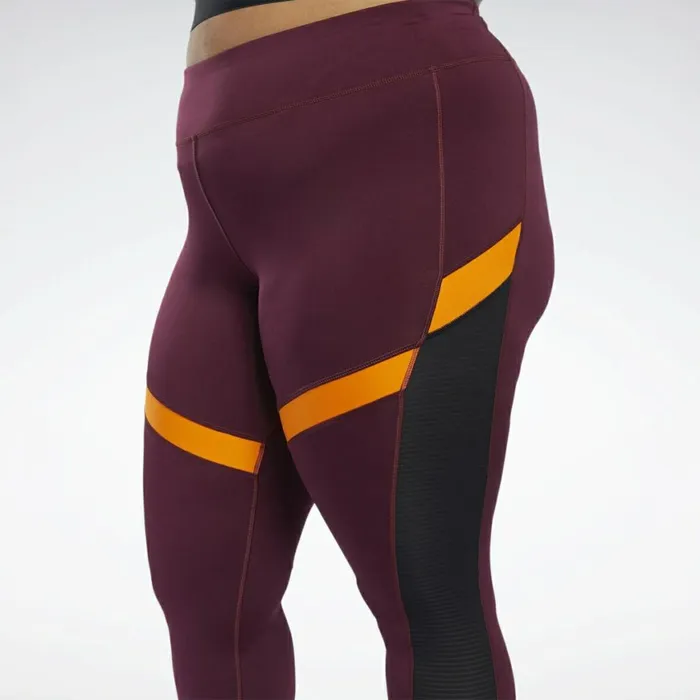 Leggings and Tights Womens Reebok Workout Ready Mesh Leggings Maroon