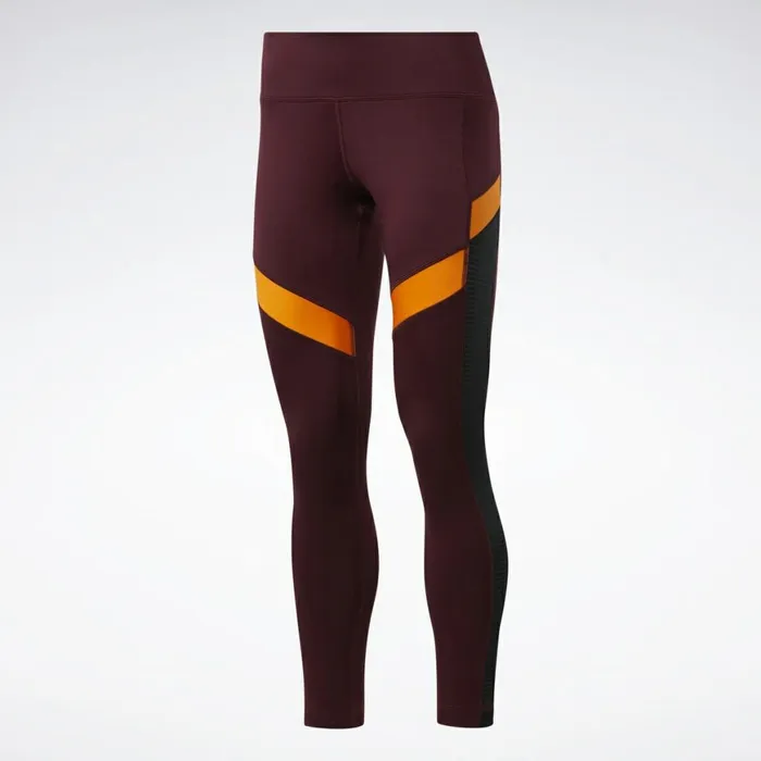Leggings and Tights Womens Reebok Workout Ready Mesh Leggings Maroon