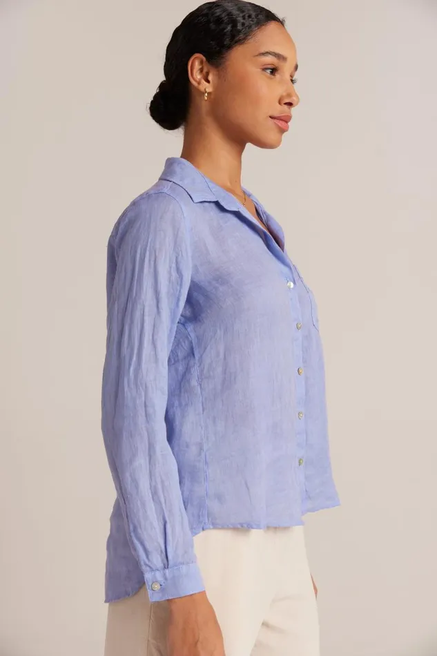 Linen Pocket Button Down 8211 Peri Blue Women Bella Dahl Button Down