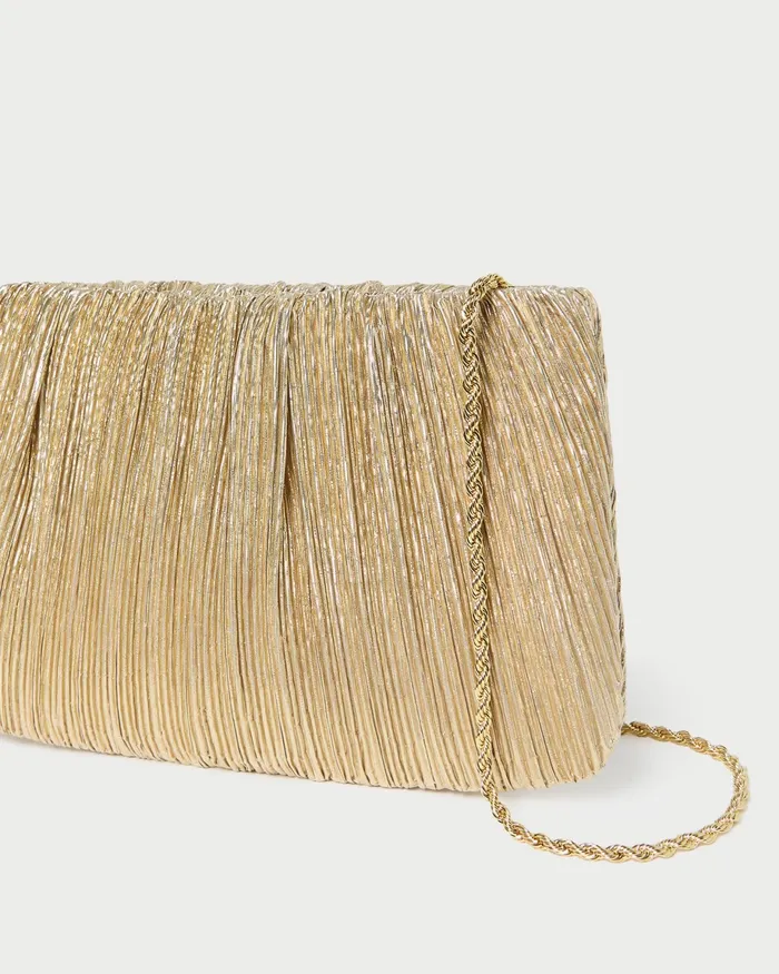 Loeffler Randall Brit Gold Lam Pleated Clutch I Clutches I Handbags Women Clutches