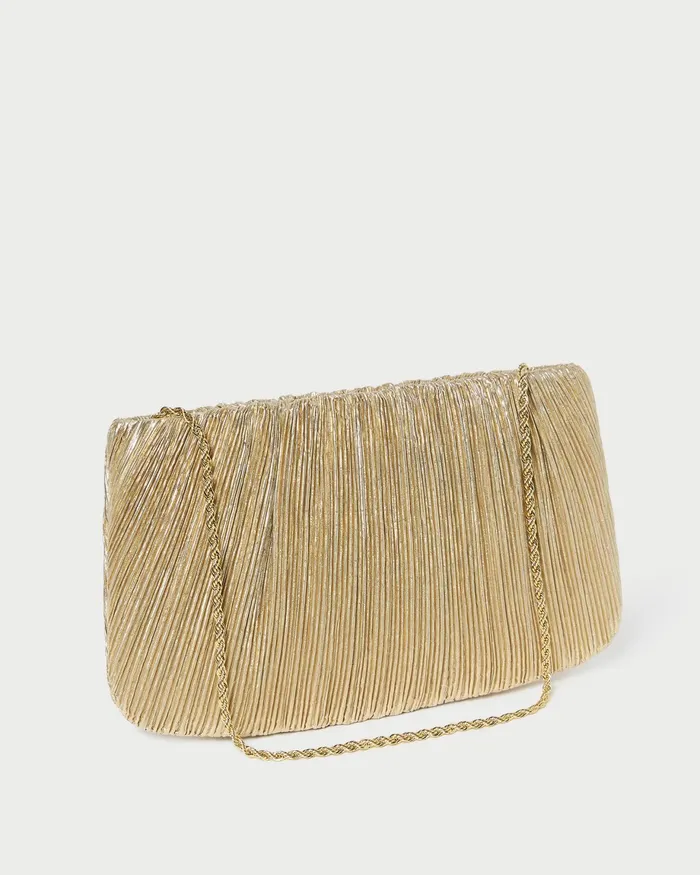 Loeffler Randall Brit Gold Lam Pleated Clutch I Clutches I Handbags Women Clutches
