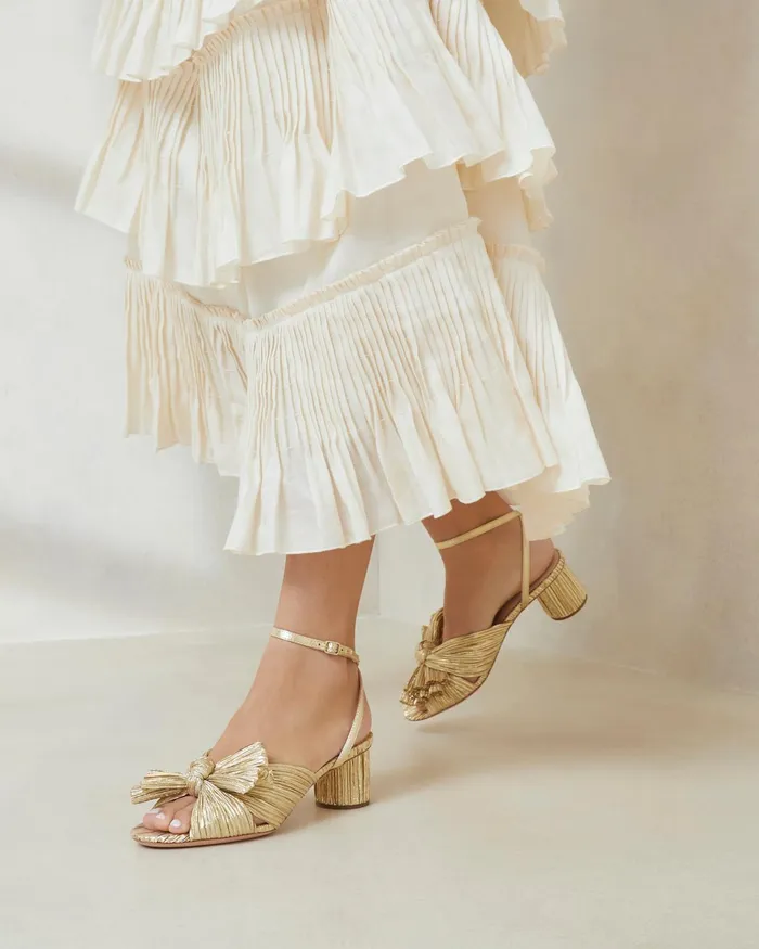 Loeffler Randall Dahlia Bow Mule Gold Women Heeled Sandals Loeffler Randall Dahlia Bow Mule Gold Women Heeled Sandals